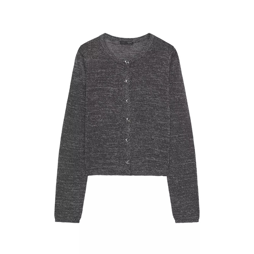 ZARA METALLIC THREAD BUTTON CARDIGAN - Picture 3 of 7